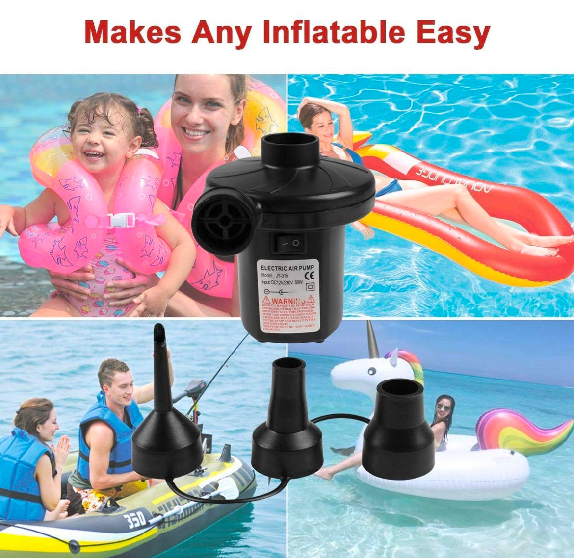 Multi-Purpose Electric Air Pump - Quick Inflate & Deflate for Air Beds, Mattresses, Sofas, Swimming Pools, Toys, and Travel Air Bags