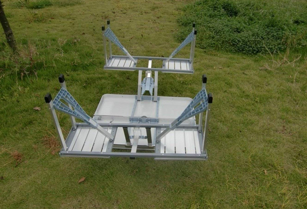 Aluminium Portable Folding Table 4 Seater with umbrella