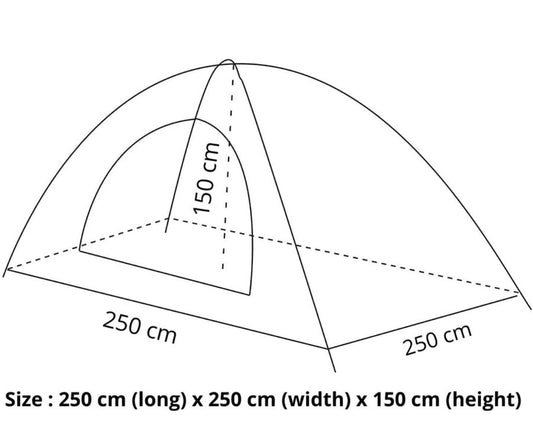 Dome Tent 2 men Single layer (Water Resistant)
(200x150cm)