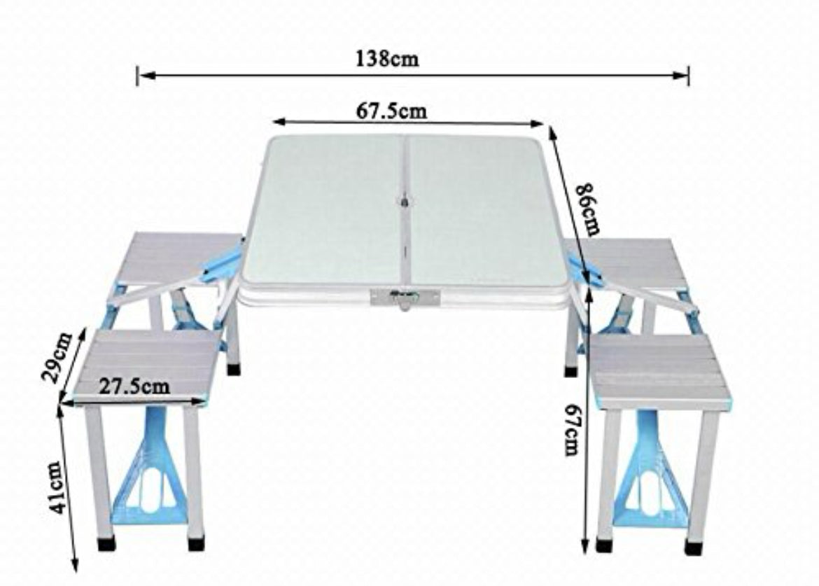 Aluminium Portable Folding Table 4 Seater with umbrella