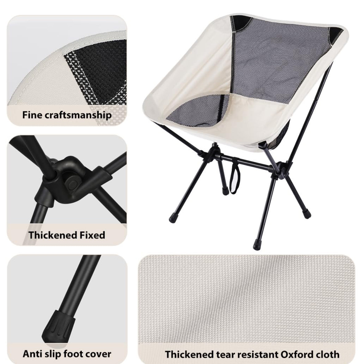 Camping Chair Foldable Back & Arm Support