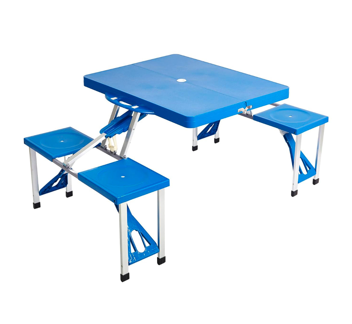 Plastic Blue Table And Chair Set Folding Table outdoor table chair with umbrella