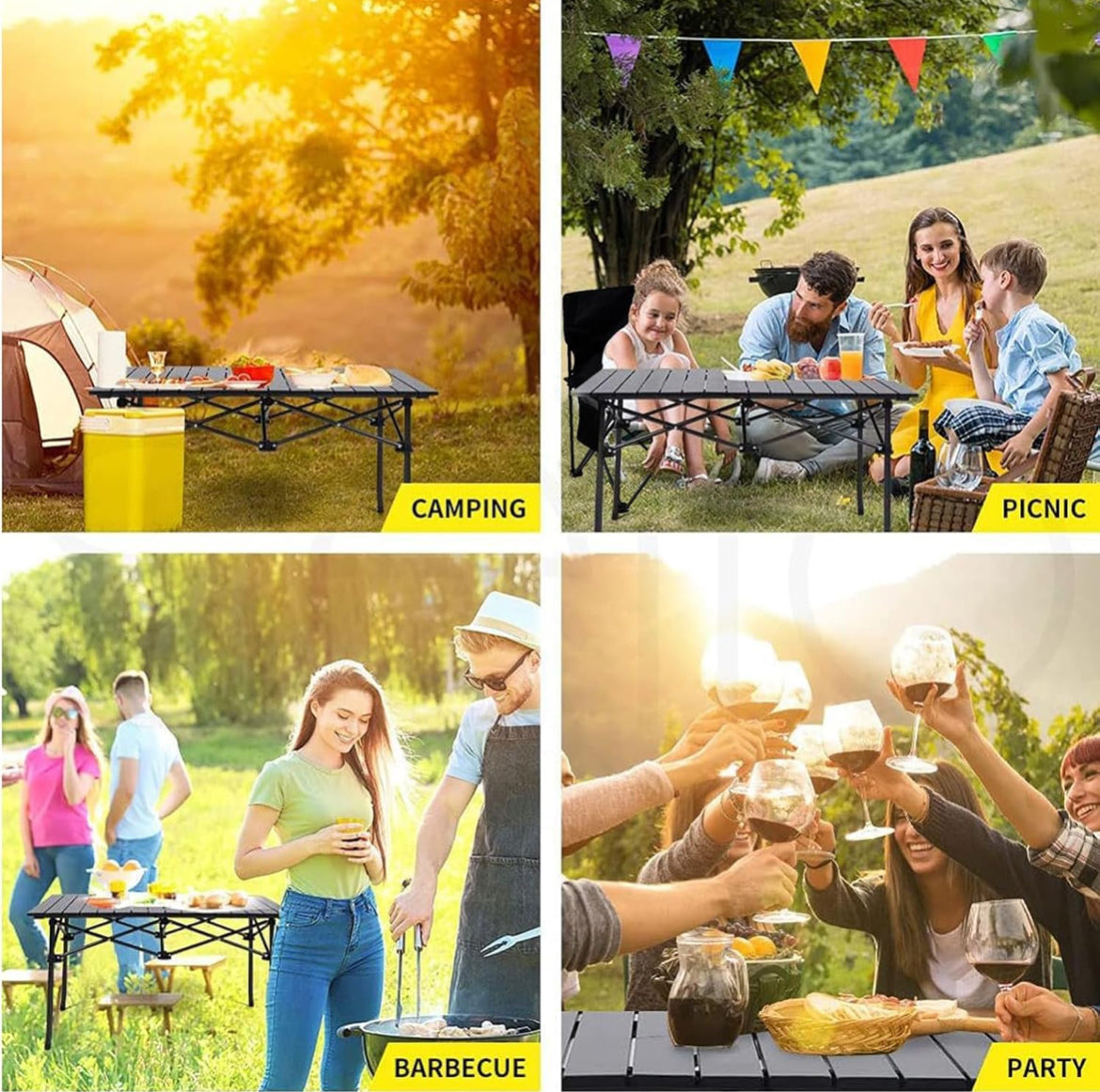 Large Outdoor Folding Camping Table with Aluminum Top