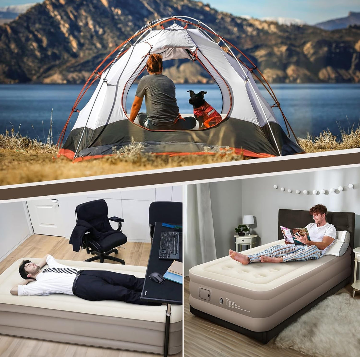 Air Mattress with Built-in Pump Bevbud, Fast & Easy Inflation/Deflatic Inflatable Mattress