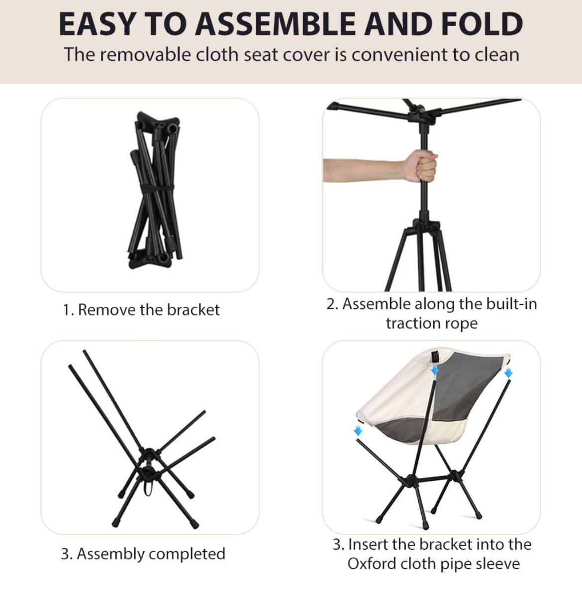 Camping Chair Foldable Back & Arm Support