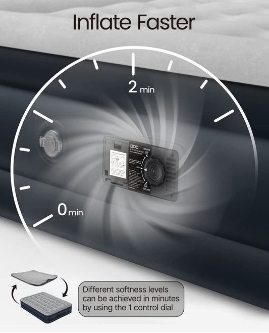 Air Mattress with Built-in Pump Bevbud, Fast & Easy Inflation/Deflatic Inflatable Mattress