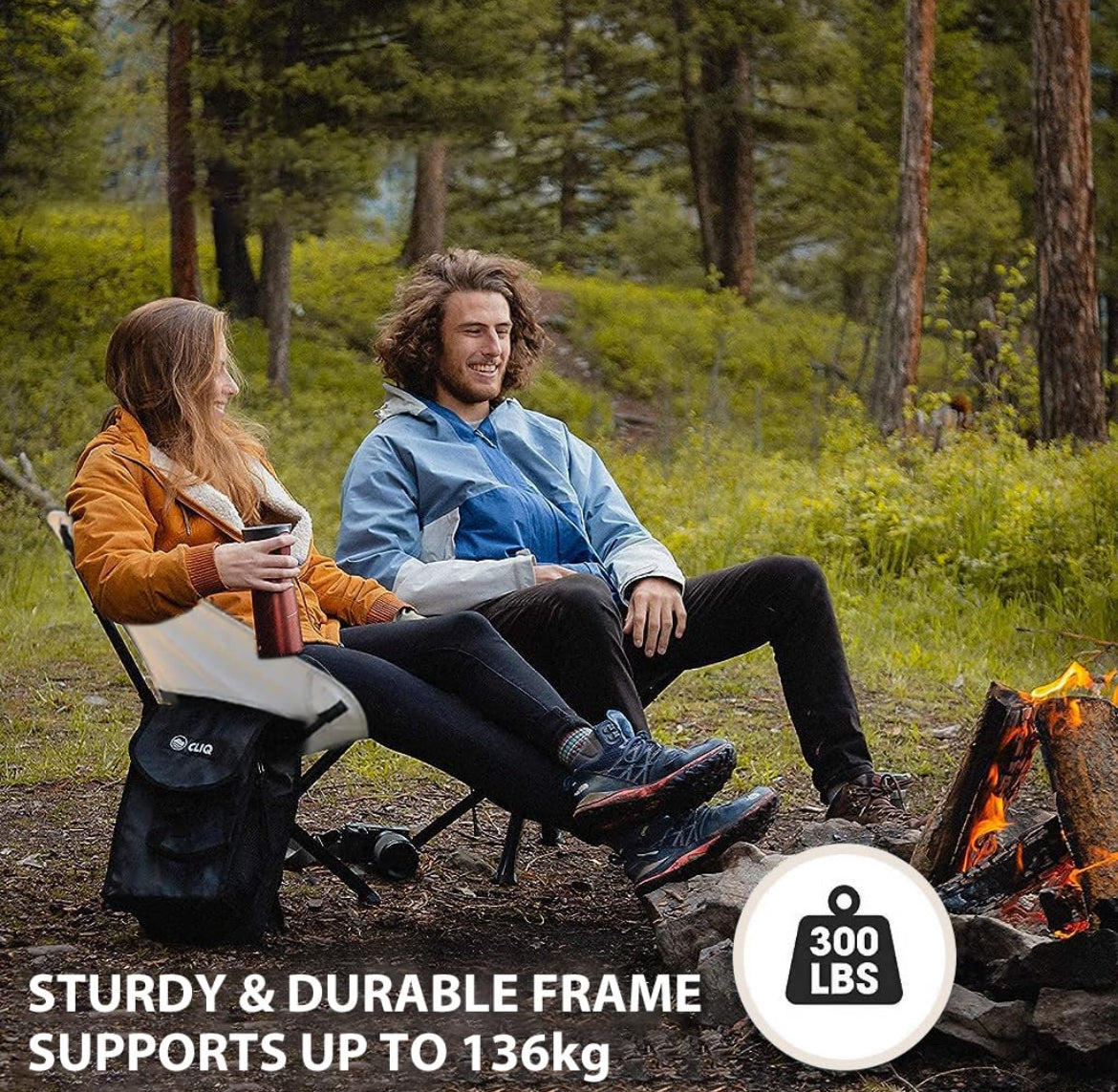Camping Chair Foldable Back & Arm Support