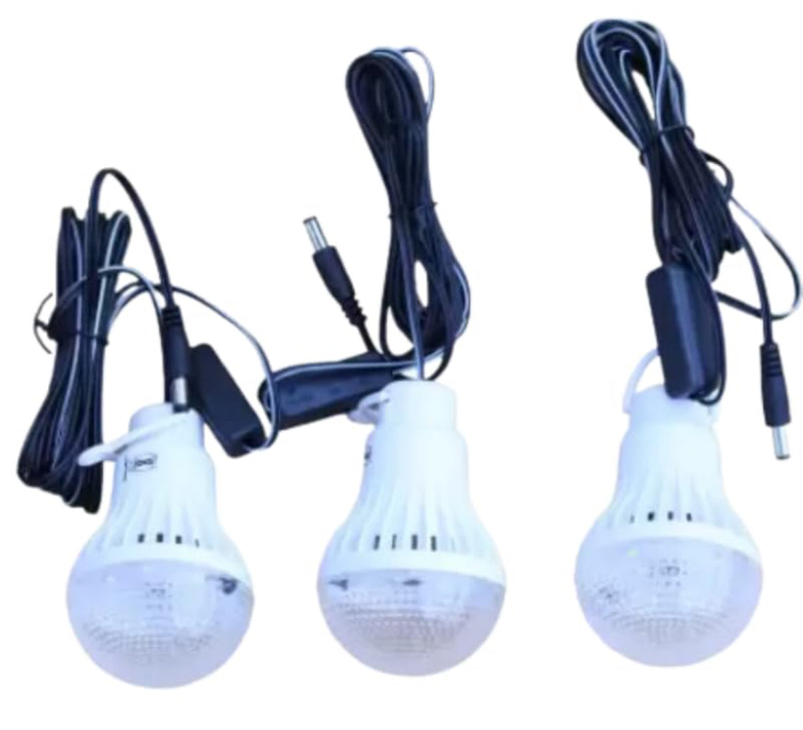 Portable Inverter with 3
LED Bulbs with Solar Panel (Black) Solar Light