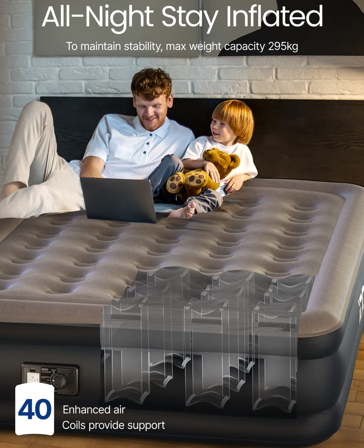 Air Mattress with Built-in Pump Bevbud, Fast & Easy Inflation/Deflatic Inflatable Mattress