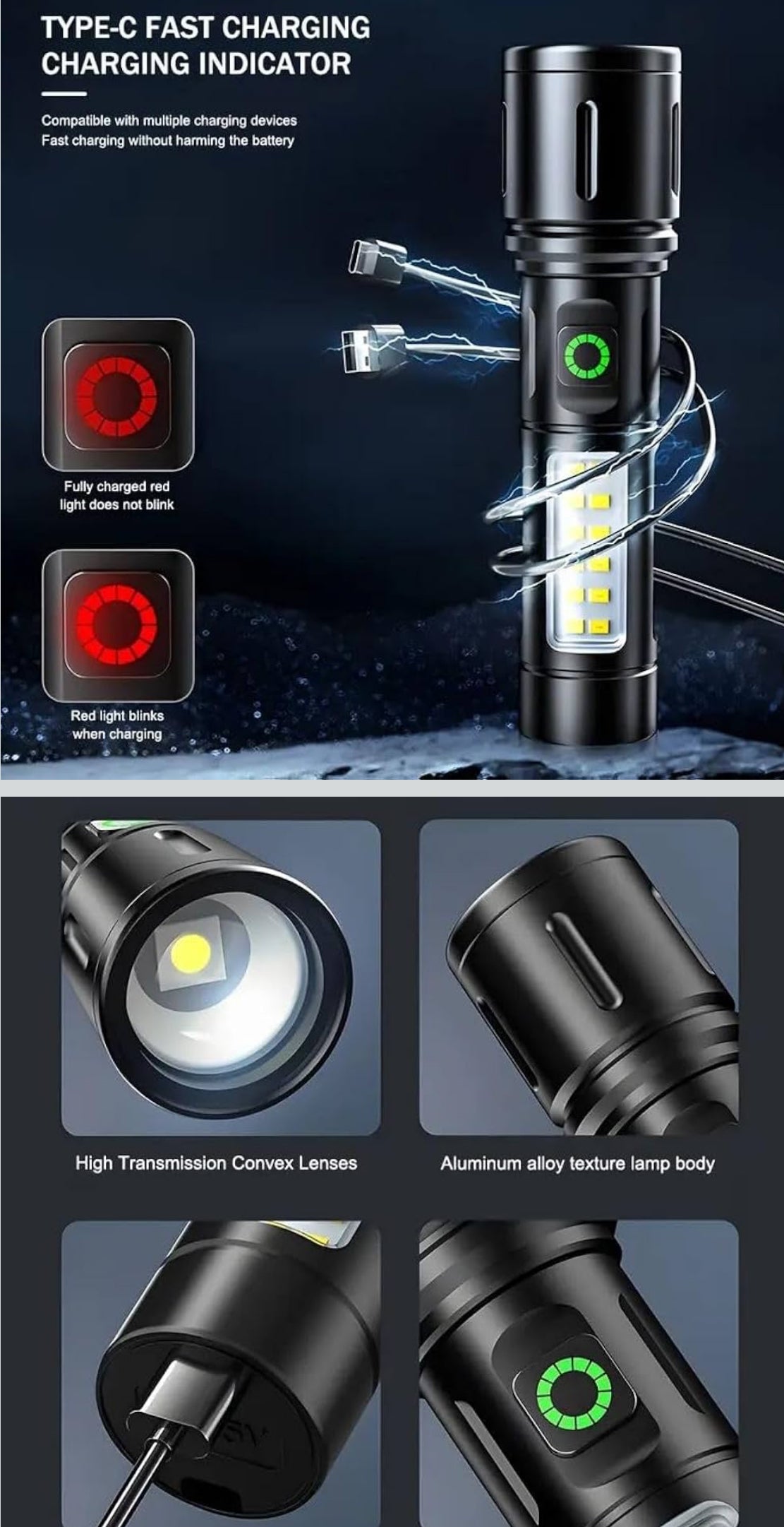 Multi-Functional USB Rechargeable LED Torch