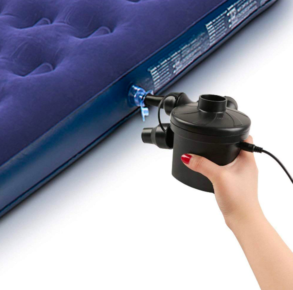 Multi-Purpose Electric Air Pump - Quick Inflate & Deflate for Air Beds, Mattresses, Sofas, Swimming Pools, Toys, and Travel Air Bags