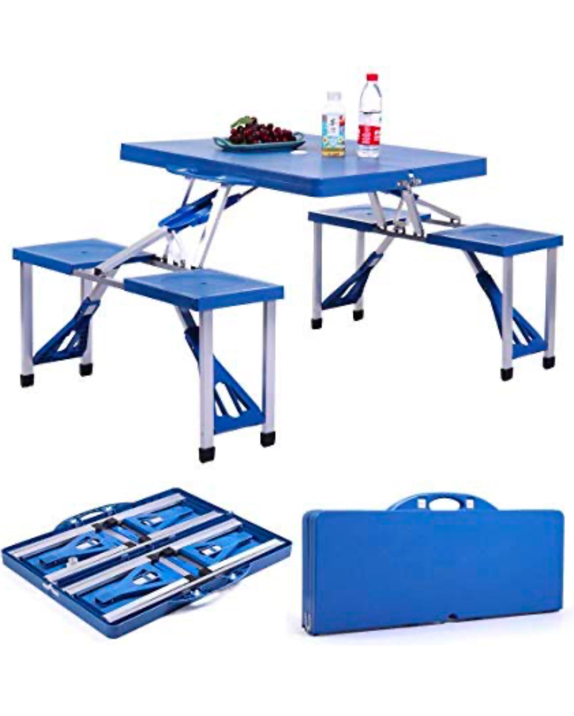 Plastic Blue Table And Chair Set Folding Table outdoor table chair with umbrella