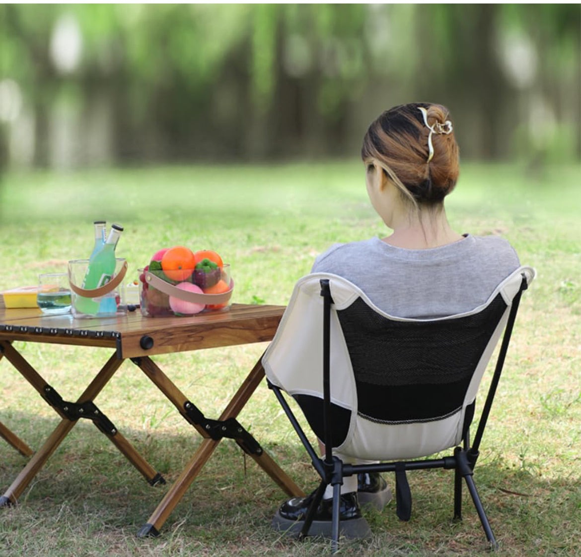 Camping Chair Foldable Back & Arm Support