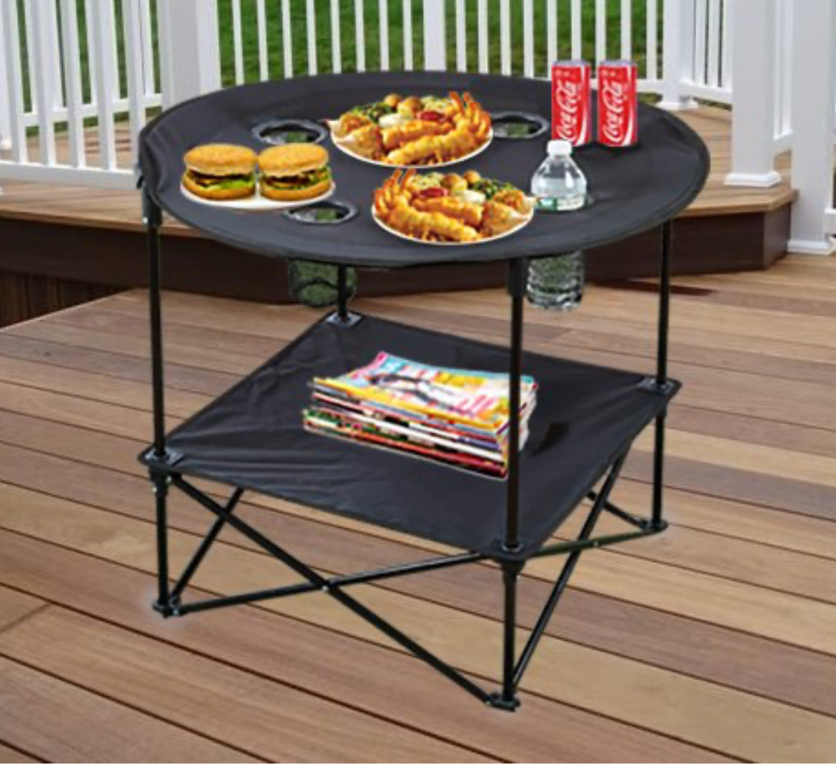 Camping table with four cup holder (compact packing)