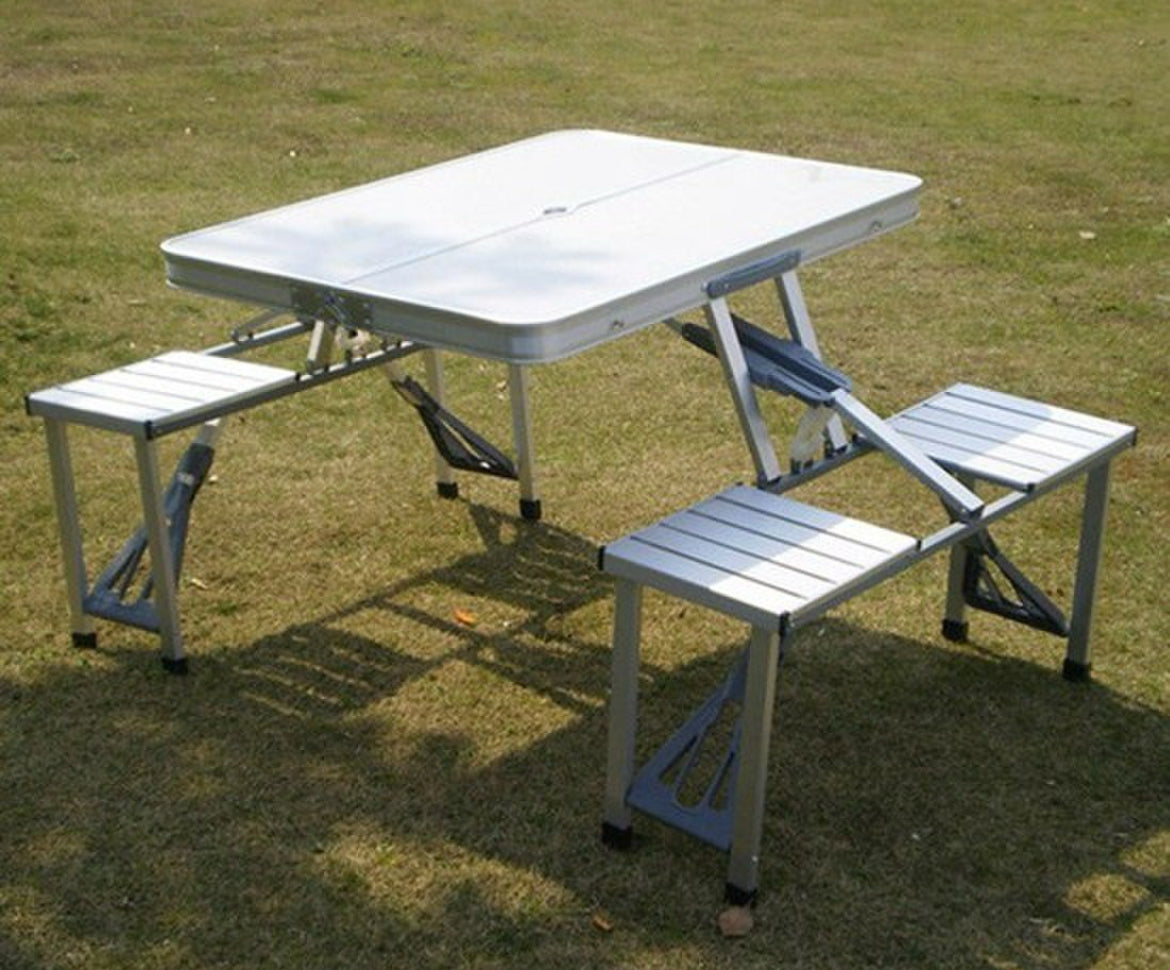 Aluminium Portable Folding Table 4 Seater with umbrella