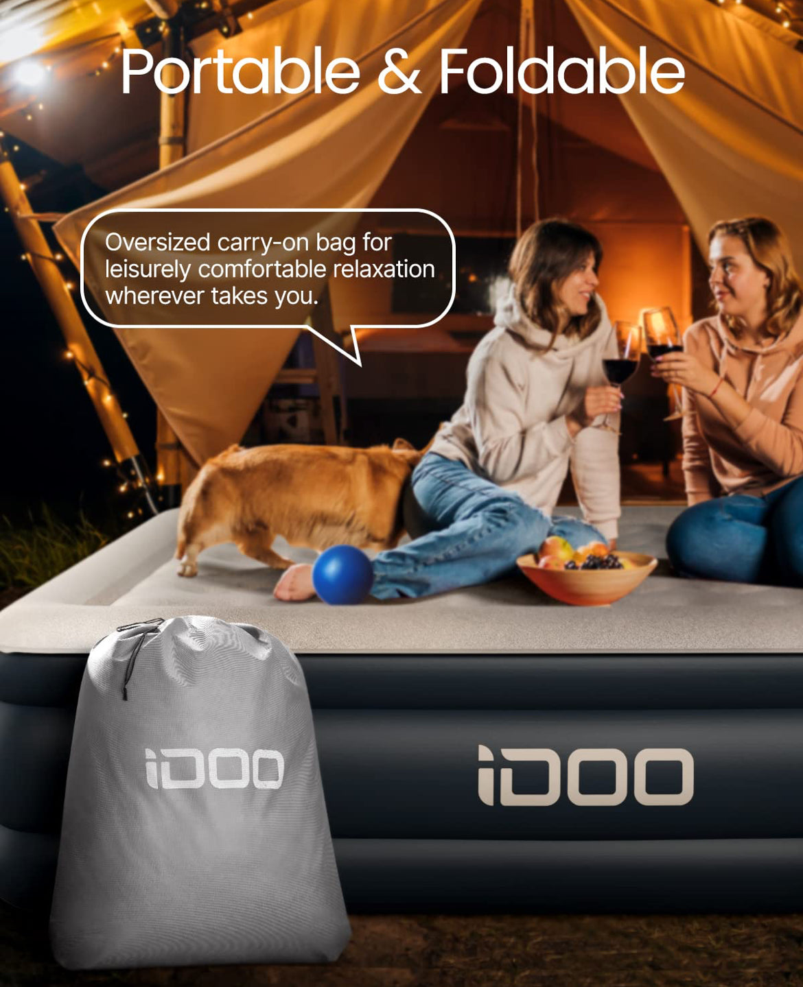Air Mattress with Built-in Pump Bevbud, Fast & Easy Inflation/Deflatic Inflatable Mattress