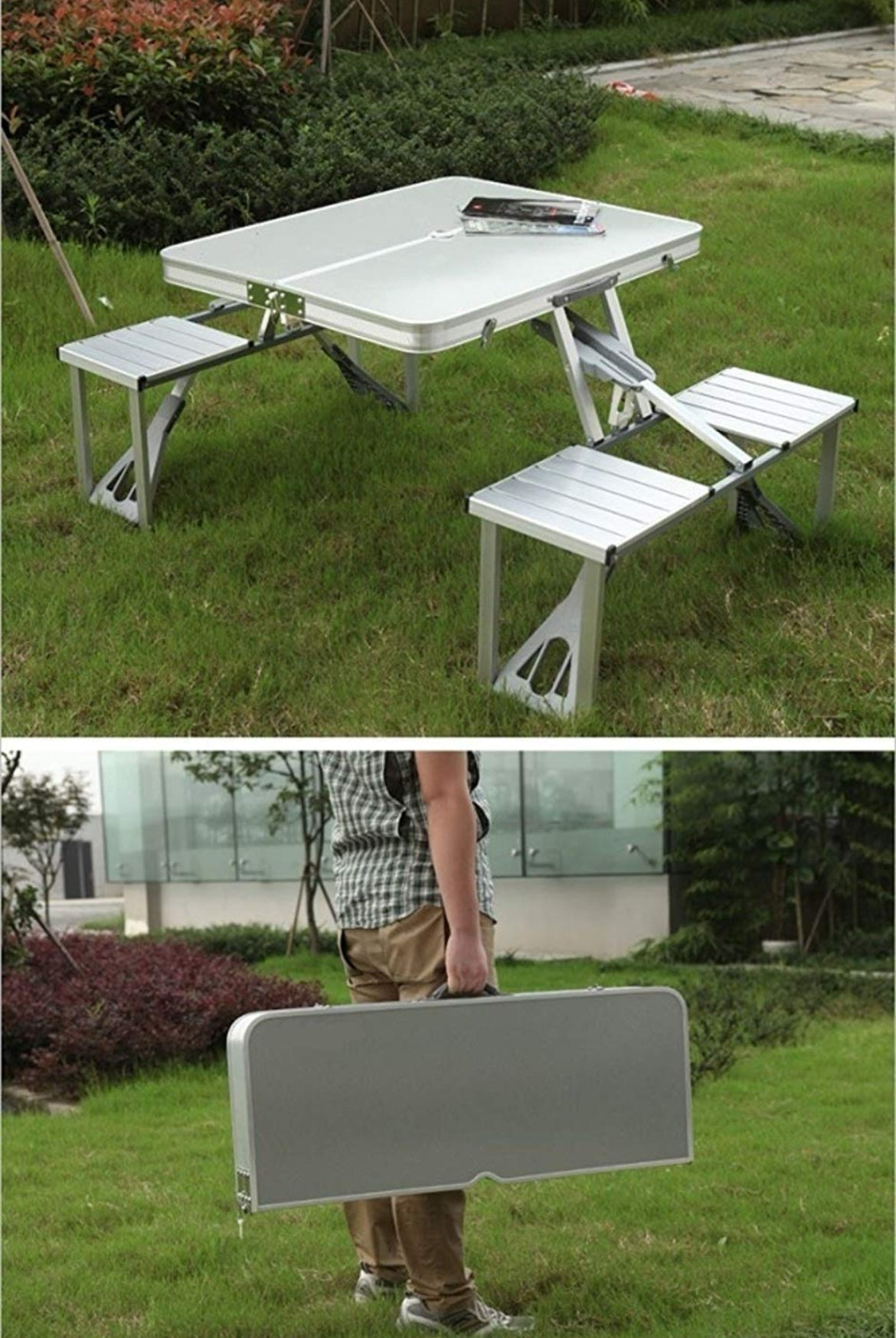 Aluminium Portable Folding Table 4 Seater with umbrella