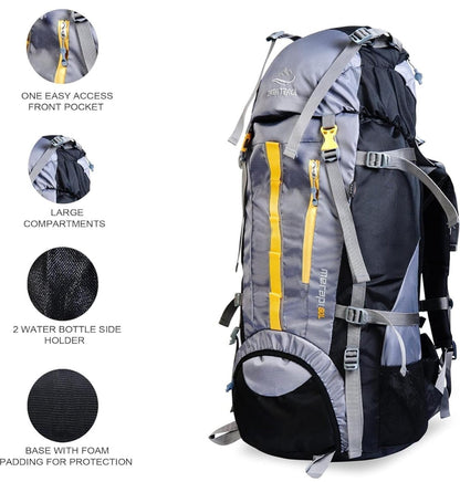 60L Rucksack Travel Backpack for Trekking Hiking | Large Capacity Waterproof Bag for Men & Women -Blue