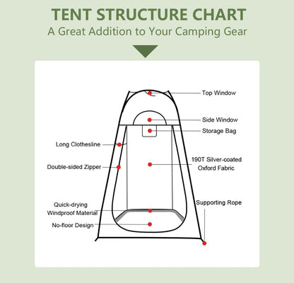 Portable Toilet & Changing Room Tent - Waterproof, Lightweight & Privacy Shelter
