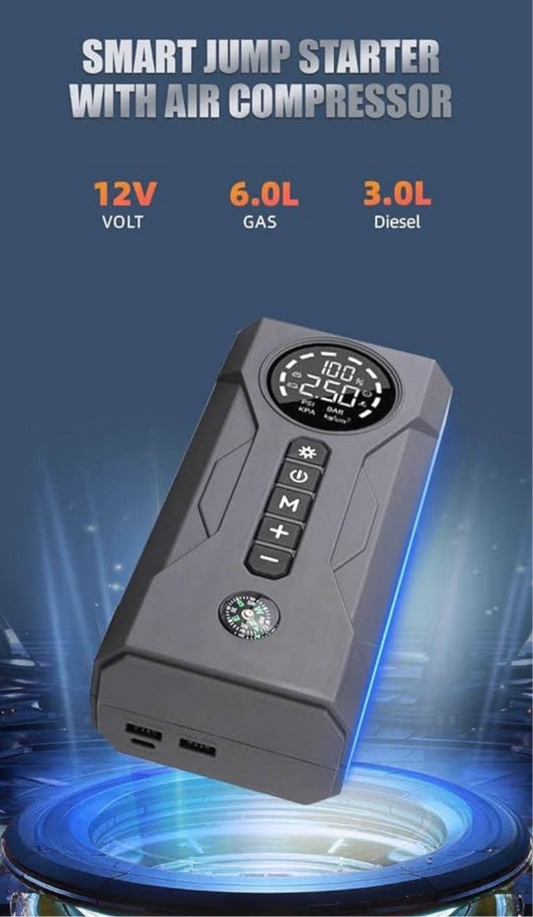 Emergency Car Battery Jump Starter With Car Tyre Air Pump In built battery Ps186