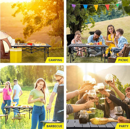 Large Outdoor Folding Camping Table with Aluminum Top
