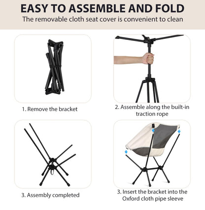 Camping Chair Foldable Back & Arm Support