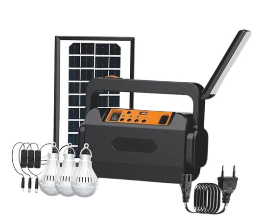 Portable Inverter with 3
LED Bulbs with Solar Panel (Black) Solar Light
