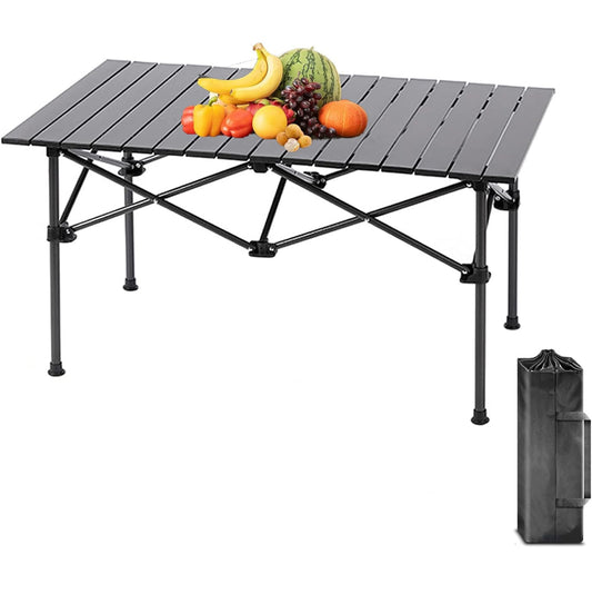 Large Outdoor Folding Camping Table with Aluminum Top